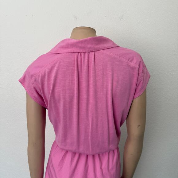 [Anthropologie] Pink Cutout Front Fit & Flare Mini Shirtdress Mixed Media Sz XL - Picture 9 of 12